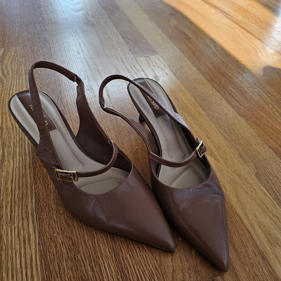 Elegant Brown Slingback Heels - Picture 7 of 8